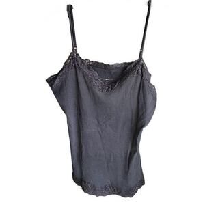 VTG Mervin’s Black ribbed lace trim cami tank coquette sz L